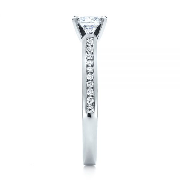 14k White Gold Contemporary Channel Set Diamond Engagement Ring - Side View -  100405