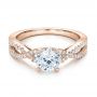 18k Rose Gold 18k Rose Gold Contemporary Criss-cross Diamond Engagement Ring - Flat View -  100403 - Thumbnail