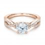 14k Rose Gold 14k Rose Gold Contemporary Criss-cross Diamond Engagement Ring - Flat View -  100403 - Thumbnail