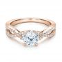 14k Rose Gold 14k Rose Gold Contemporary Criss-cross Diamond Engagement Ring - Flat View -  100403 - Thumbnail