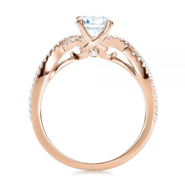 18k Rose Gold 18k Rose Gold Contemporary Criss-cross Diamond Engagement Ring - Front View -  100403