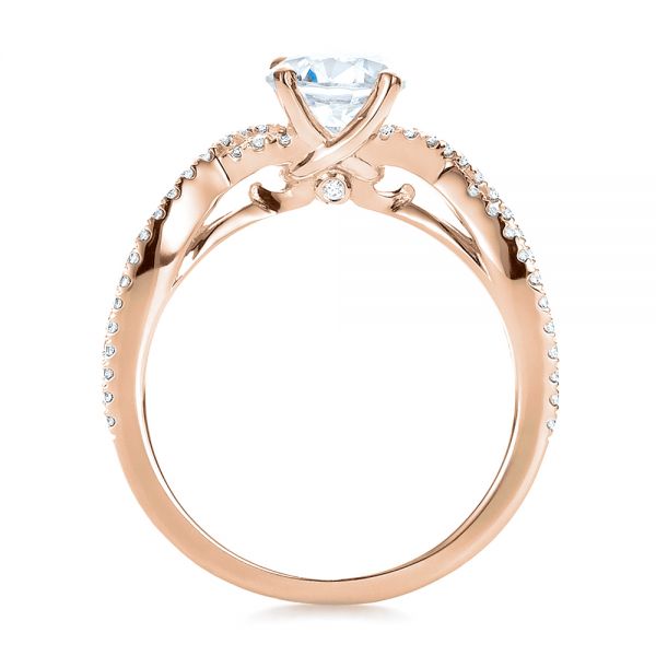 14k Rose Gold 14k Rose Gold Contemporary Criss-cross Diamond Engagement Ring - Front View -  100403