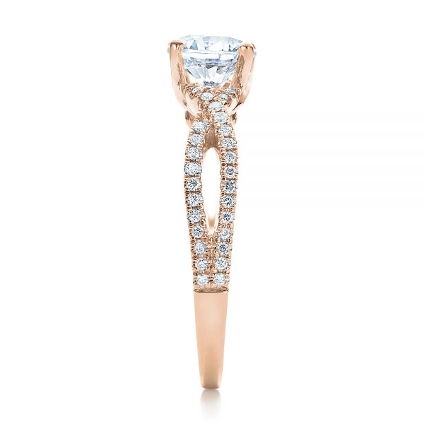 18k Rose Gold 18k Rose Gold Contemporary Criss-cross Diamond Engagement Ring - Side View -  100403