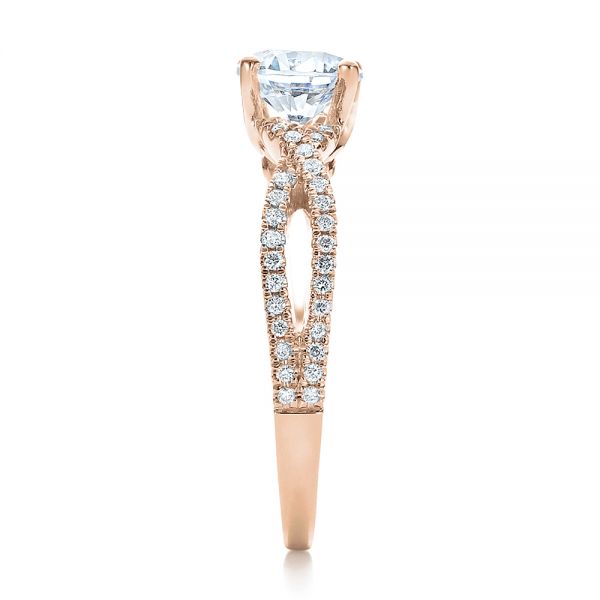 18k Rose Gold 18k Rose Gold Contemporary Criss-cross Diamond Engagement Ring - Side View - 100403
