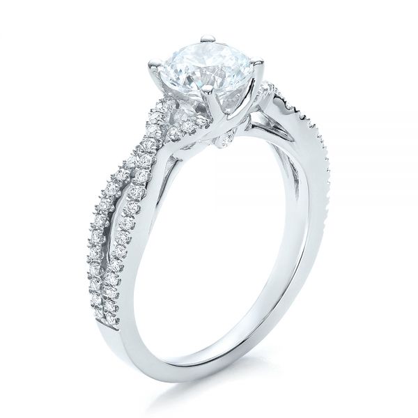 18k White Gold 18k White Gold Contemporary Criss-cross Diamond Engagement Ring - Three-Quarter View -  100403