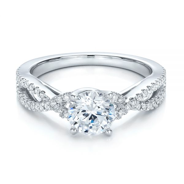 18k White Gold 18k White Gold Contemporary Criss-cross Diamond Engagement Ring - Flat View -  100403