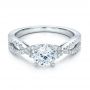 14k White Gold Contemporary Criss-cross Diamond Engagement Ring - Flat View -  100403 - Thumbnail