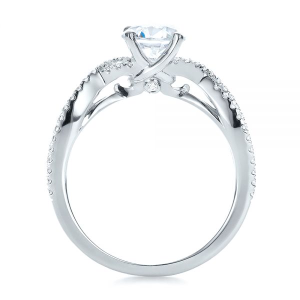 14k White Gold Contemporary Criss-cross Diamond Engagement Ring - Front View - 100403