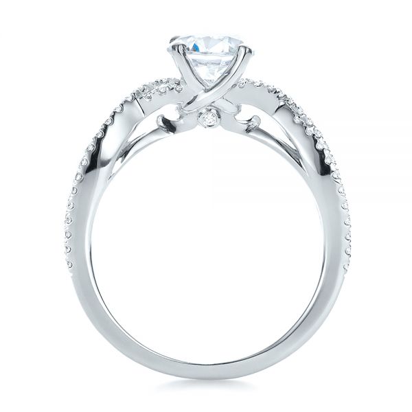 18k White Gold 18k White Gold Contemporary Criss-cross Diamond Engagement Ring - Front View -  100403