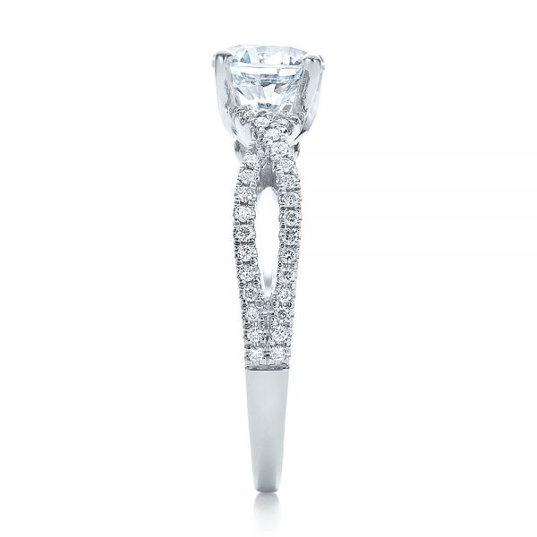 14k White Gold Contemporary Criss-cross Diamond Engagement Ring - Side View - 100403