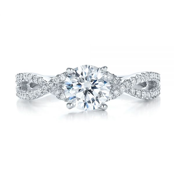  Platinum Platinum Contemporary Criss-cross Diamond Engagement Ring - Top View -  100403