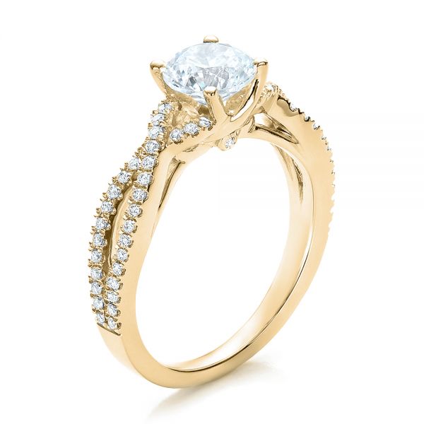 18k Yellow Gold 18k Yellow Gold Contemporary Criss-cross Diamond Engagement Ring - Three-Quarter View -  100403