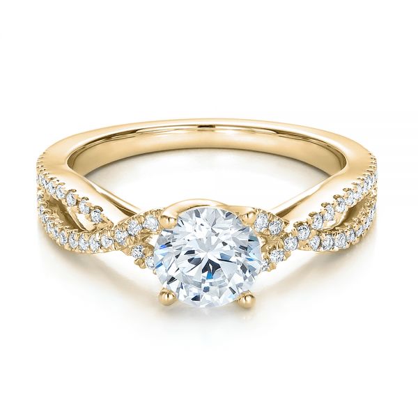 14k Yellow Gold 14k Yellow Gold Contemporary Criss-cross Diamond Engagement Ring - Flat View -  100403