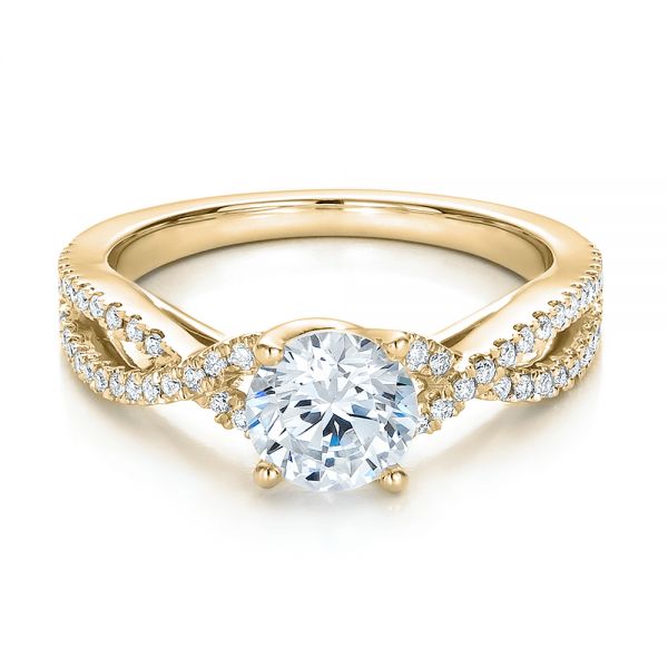 18k Yellow Gold 18k Yellow Gold Contemporary Criss-cross Diamond Engagement Ring - Flat View -  100403