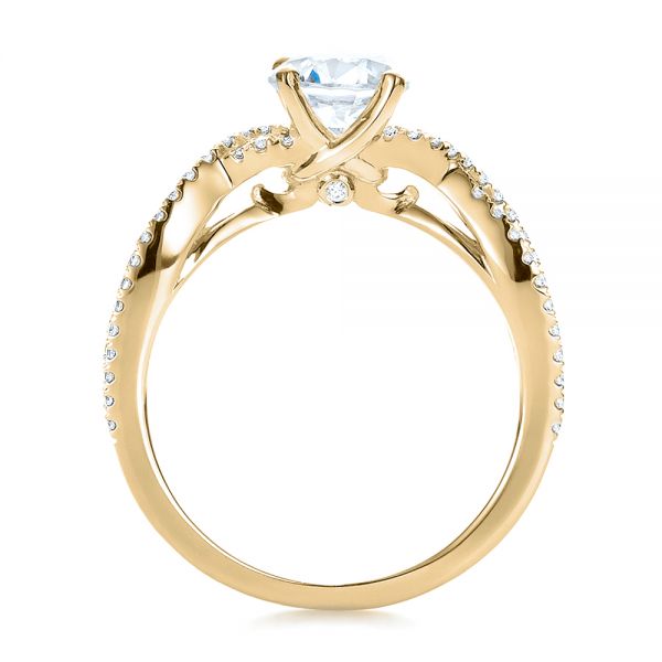 18k Yellow Gold 18k Yellow Gold Contemporary Criss-cross Diamond Engagement Ring - Front View -  100403