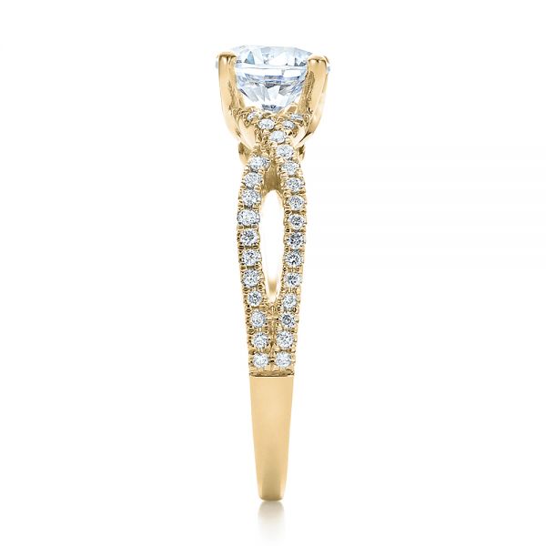 14k Yellow Gold 14k Yellow Gold Contemporary Criss-cross Diamond Engagement Ring - Side View - 100403