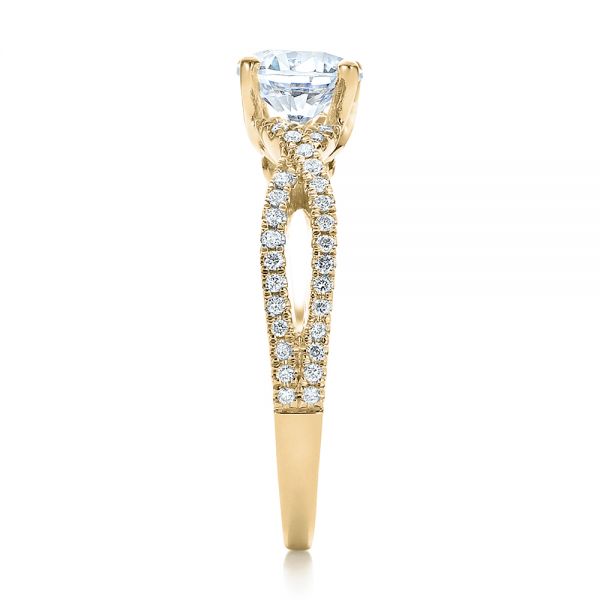 18k Yellow Gold 18k Yellow Gold Contemporary Criss-cross Diamond Engagement Ring - Side View -  100403