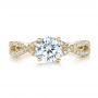 18k Yellow Gold 18k Yellow Gold Contemporary Criss-cross Diamond Engagement Ring - Top View -  100403 - Thumbnail