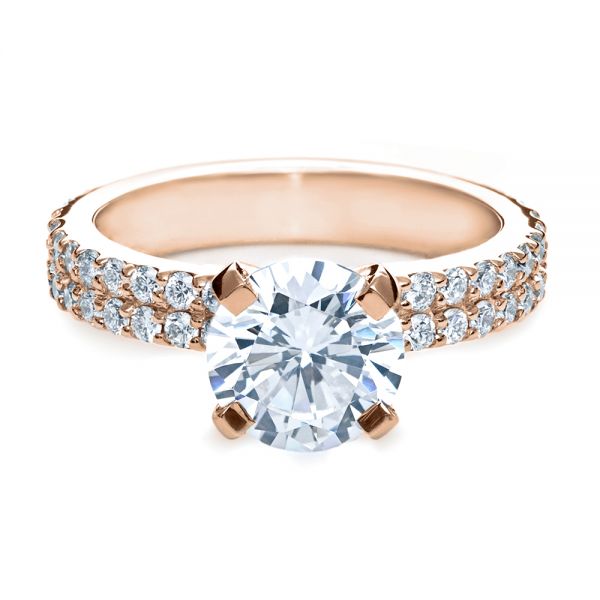 14k Rose Gold 14k Rose Gold Contemporary Diamond Engagement Ring - Flat View -  168