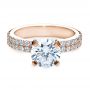 14k Rose Gold 14k Rose Gold Contemporary Diamond Engagement Ring - Flat View -  168 - Thumbnail