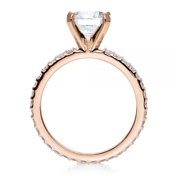 18k Rose Gold 18k Rose Gold Contemporary Diamond Engagement Ring - Front View -  168