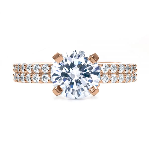 18k Rose Gold 18k Rose Gold Contemporary Diamond Engagement Ring - Top View -  168