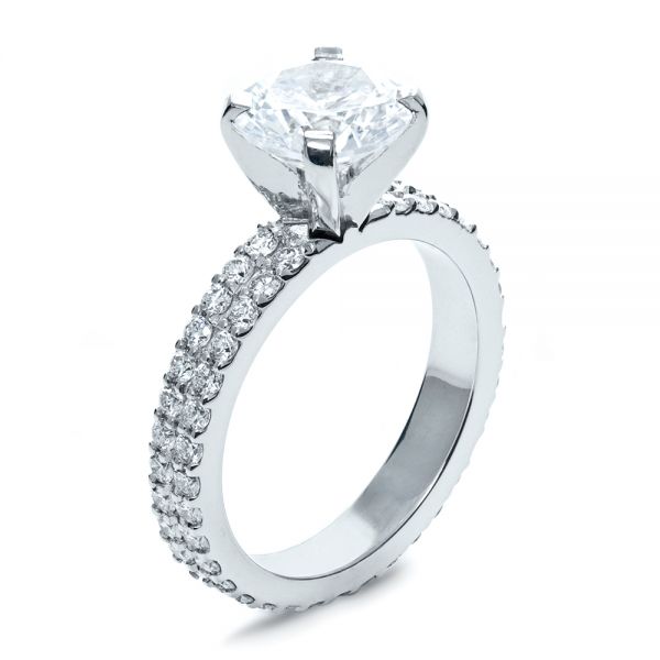14k White Gold Contemporary Diamond Engagement Ring - Three-Quarter View -  168