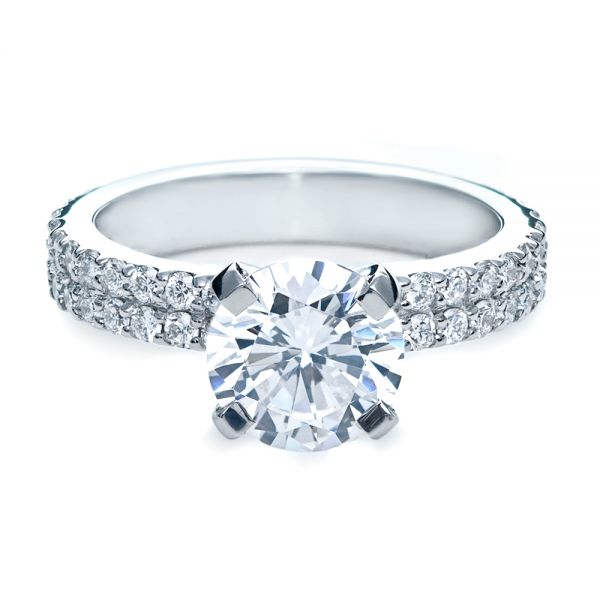 14k White Gold Contemporary Diamond Engagement Ring - Flat View - 168