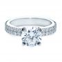 14k White Gold Contemporary Diamond Engagement Ring - Flat View -  168 - Thumbnail