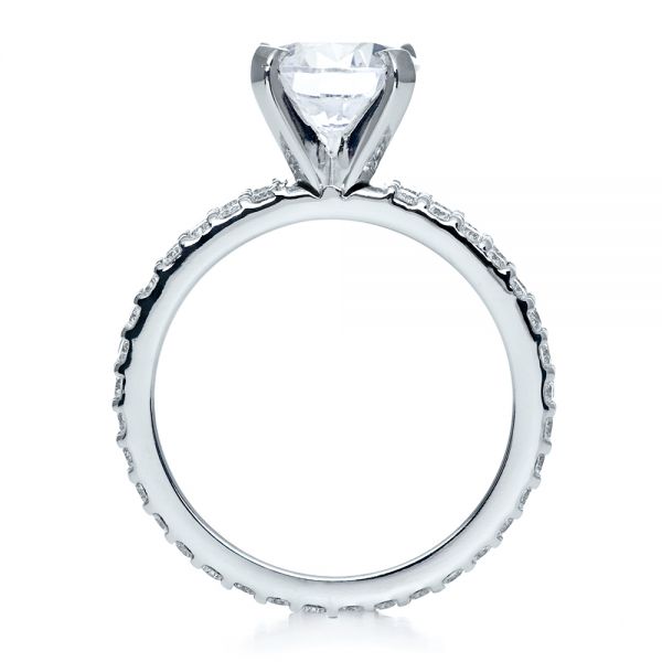 14k White Gold Contemporary Diamond Engagement Ring - Front View - 168
