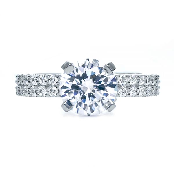 14k White Gold Contemporary Diamond Engagement Ring - Top View - 168