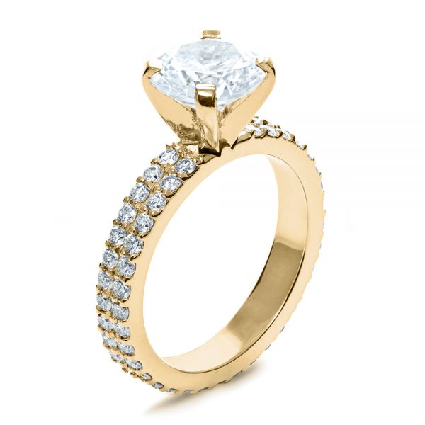 18k Yellow Gold 18k Yellow Gold Contemporary Diamond Engagement Ring - Three-Quarter View -  168