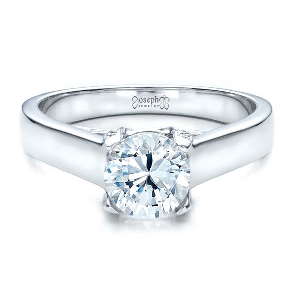 18k White Gold Contemporary Engagement Ring With Bright Cut Set Diamonds - Flat View - 1468