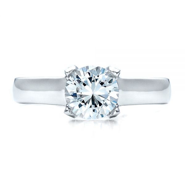 18k White Gold Contemporary Engagement Ring With Bright Cut Set Diamonds - Top View - 1468
