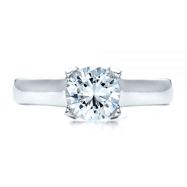 18k White Gold Contemporary Engagement Ring With Bright Cut Set Diamonds - Top View -  1468