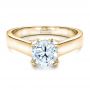 18k Yellow Gold 18k Yellow Gold Contemporary Engagement Ring With Bright Cut Set Diamonds - Flat View -  1468 - Thumbnail