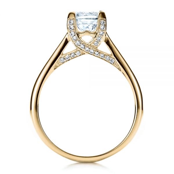 18k Yellow Gold 18k Yellow Gold Contemporary Engagement Ring With Bright Cut Set Diamonds - Front View -  1468