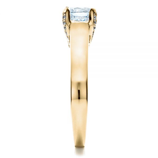 18k Yellow Gold 18k Yellow Gold Contemporary Engagement Ring With Bright Cut Set Diamonds - Side View - 1468