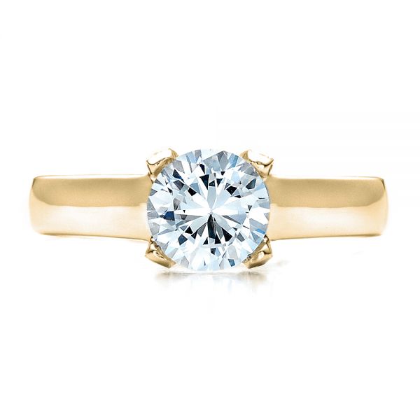 18k Yellow Gold 18k Yellow Gold Contemporary Engagement Ring With Bright Cut Set Diamonds - Top View - 1468
