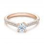 14k Rose Gold 14k Rose Gold Contemporary Pave Set Diamond Engagement Ring - Flat View -  100395 - Thumbnail