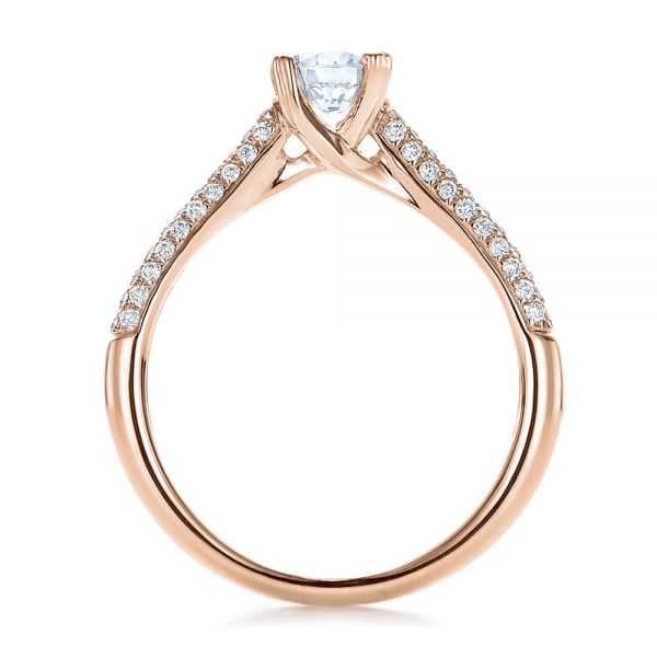18k Rose Gold 18k Rose Gold Contemporary Pave Set Diamond Engagement Ring - Front View -  100395