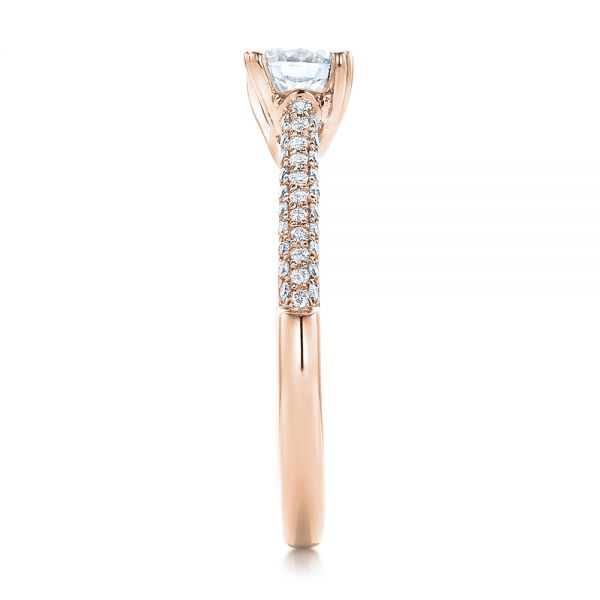 14k Rose Gold 14k Rose Gold Contemporary Pave Set Diamond Engagement Ring - Side View -  100395