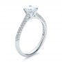 14k White Gold Contemporary Pave Set Diamond Engagement Ring - Three-Quarter View -  100395 - Thumbnail