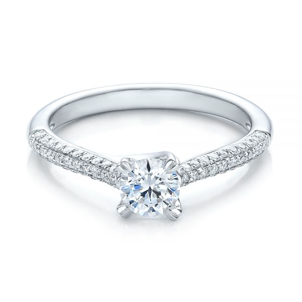  Platinum Platinum Contemporary Pave Set Diamond Engagement Ring - Flat View -  100395