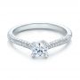 14k White Gold Contemporary Pave Set Diamond Engagement Ring - Flat View -  100395 - Thumbnail