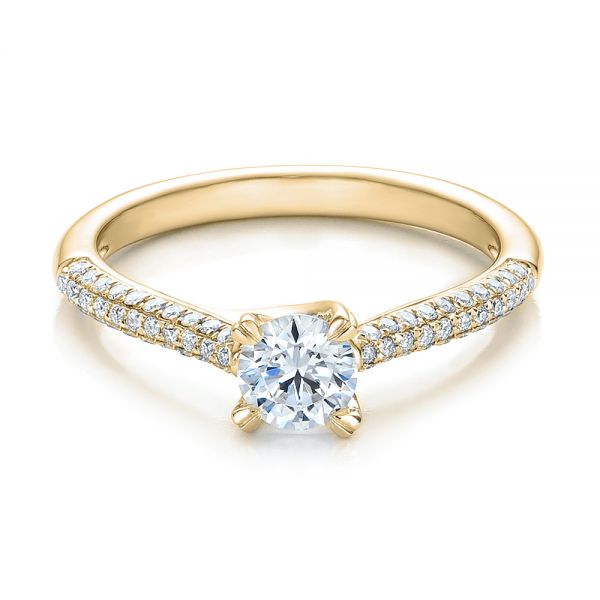 14k Yellow Gold 14k Yellow Gold Contemporary Pave Set Diamond Engagement Ring - Flat View -  100395