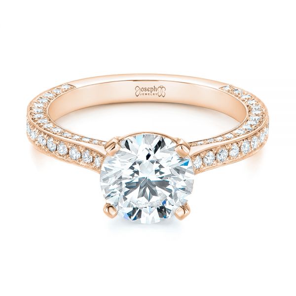 18k Rose Gold 18k Rose Gold Contemporary Round Diamond Engagement Ring - Flat View - 104878