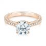 18k Rose Gold 18k Rose Gold Contemporary Round Diamond Engagement Ring - Flat View -  104878 - Thumbnail