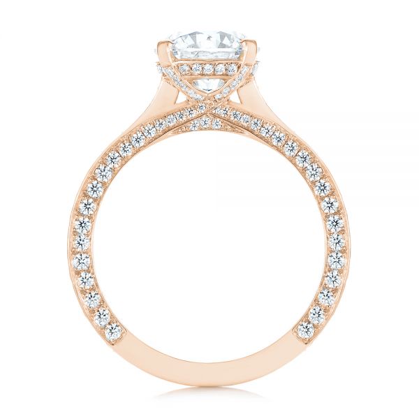 18k Rose Gold 18k Rose Gold Contemporary Round Diamond Engagement Ring - Front View -  104878