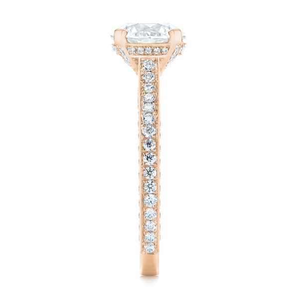 18k Rose Gold 18k Rose Gold Contemporary Round Diamond Engagement Ring - Side View -  104878